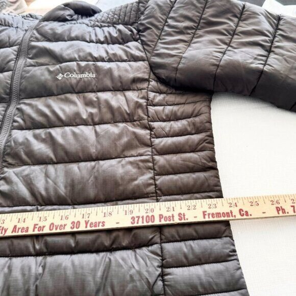 Columbia Hooded Puffer Down Jacket Brown Full Zip Quilted Insulated Warm L - Picture 7 of 11